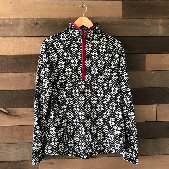 Lands' End Sweaters - Lands End Black and White Patterned Winter Fleece